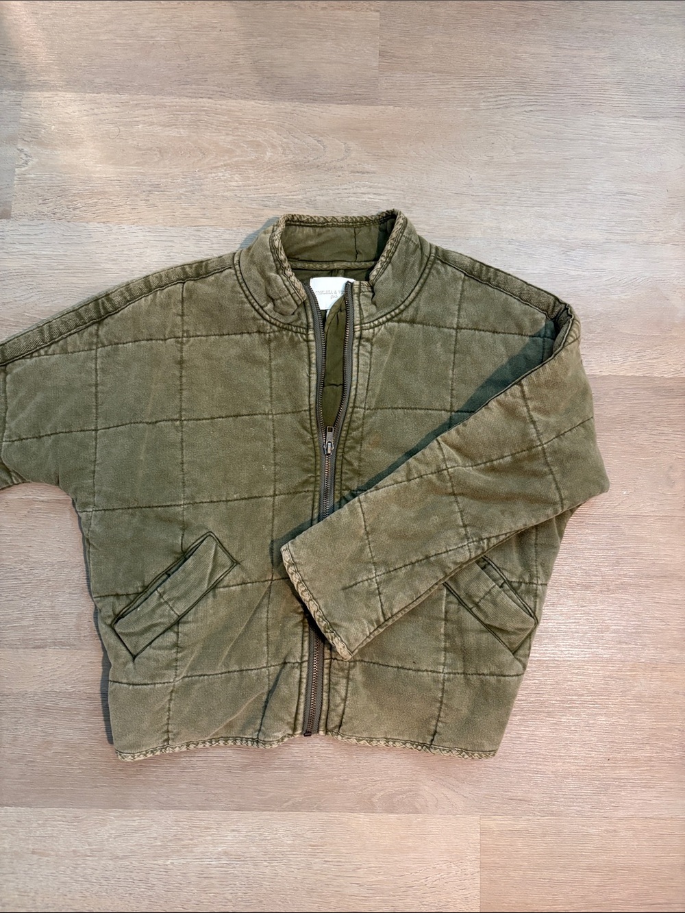 Kids Olive Quilted Jacket